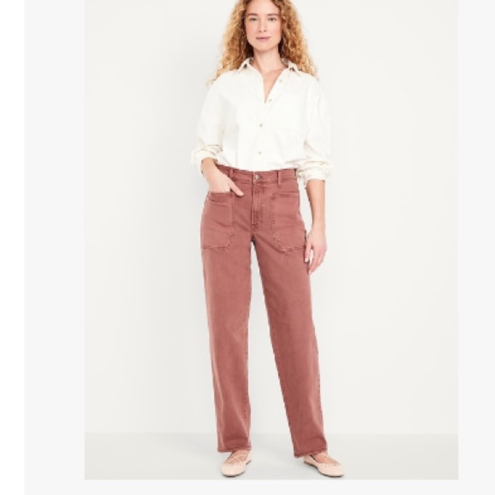 High-Waisted OG Loose Utility Jeans - Red Clay. 6.